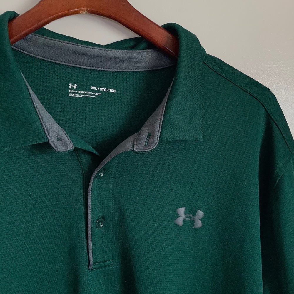 Under Armour Mens 3XL Forest Green Performance Loose Fit Short Sleeve Polo Shirt